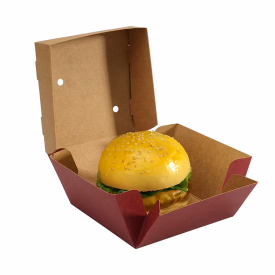 Cmyk personalizado impresso 200 gsm c1s arte papel papelão fast food grade hambúrguer comida cachorro-quente waffle xarope recipiente caixa