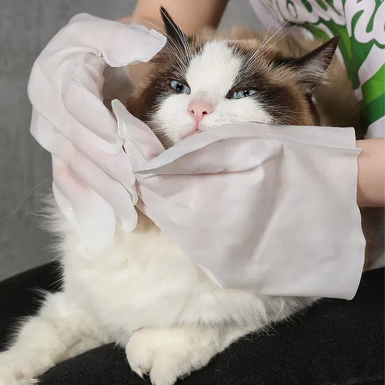 Eliminação de limpeza corporal de boca OEM luva macia para animais de estimação toalhetes úmidos para cães